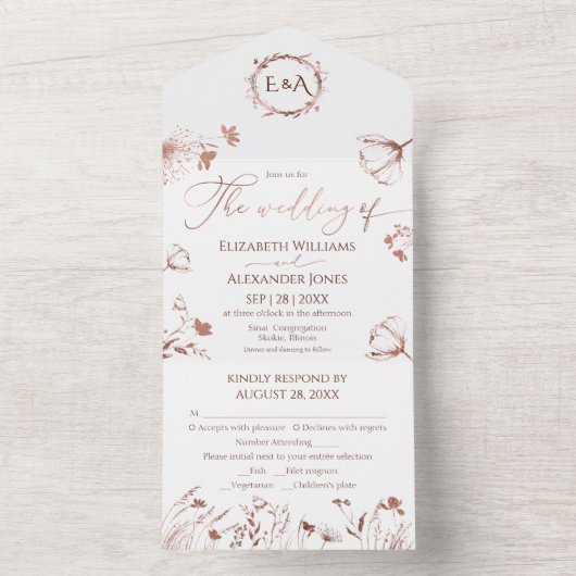 Lente bruiloft alles in één uitnodiging Wildflower (Binnen)