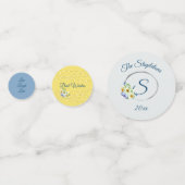 Lente bruiloft blauw en geel confetti (Voorkanten)