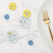 Lente bruiloft blauw en geel confetti (Groep)