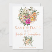 Lente Bruiloft Bloemen Abrikoos Sage Groene Bruilo Save The Date (Voorkant)