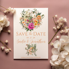 Lente Bruiloft Bloemen Abrikoos Sage Groene Bruilo Save The Date