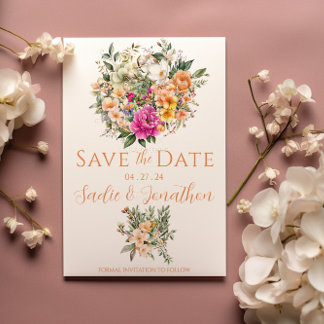 Lente Bruiloft Bloemen Abrikoos Sage Groene Bruilo Save The Date