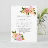 Lente Bruiloft Bloemen Gereduceerde Gastlijst Aankondiging (Staand voorkant)