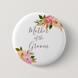 Lente bruiloft bloemen moeder van de bruid ronde button 5,7 cm