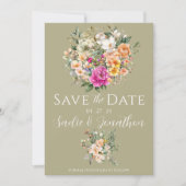 Lente bruiloft Bloemen Sage Groene bruiloft Save The Date (Voorkant)