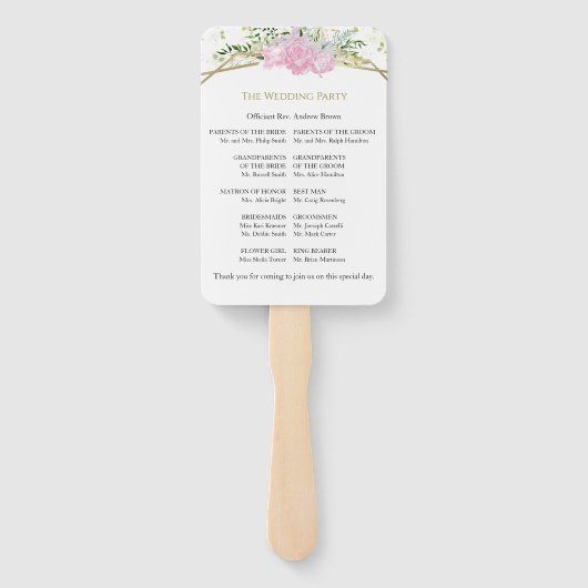 Lente bruiloft ceremonie programma teken Wildflowe Handwaaier (Achterkant)