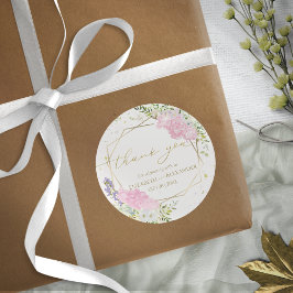 Lente bruiloft dank u Sticker vergulde Waterverf