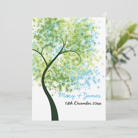 Lente Bruiloft Draaiende Boom "Save The Date" Kaart (Staand voorkant)