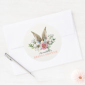 Lente Bruiloft Feest Konijn Oor Bloem Ronde Sticker (Envelop)