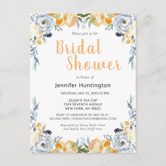 Lente Bruiloft Feest Peach Bloem Boho Briefkaart (Voorkant)