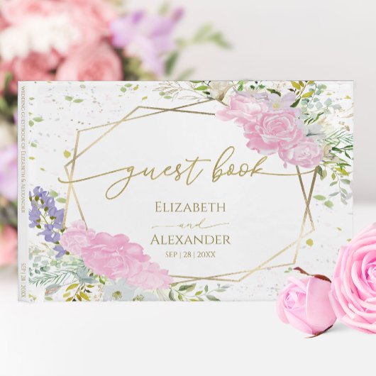 Lente Bruiloft Gast Boek Pastel Kleur Wildflower