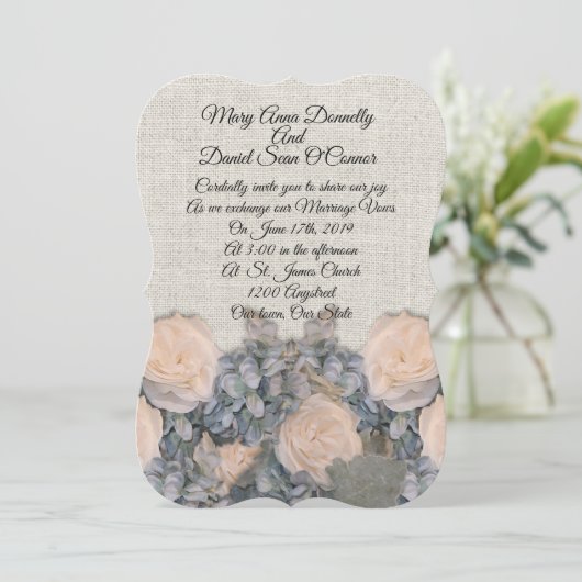 Lente bruiloft Invitting linen elegant Kaart (Staand voorkant)