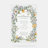 Lente bruiloft Kleurrijke Wildflower Bloemen Welko Acryl Bord (Voorkant)