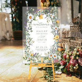 Lente bruiloft Kleurrijke Wildflower Bloemen Welko Acryl Bord