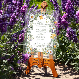 Lente bruiloft Kleurrijke Wildflower Bloemen Welko Acryl Bord