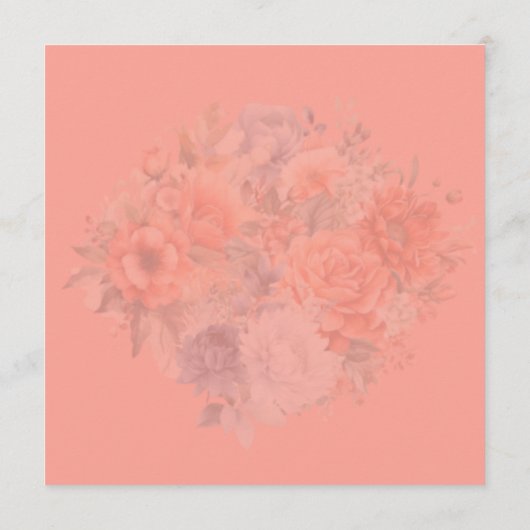 Lente Bruiloft Koraal Vierkant Bloemen Menu (Achterkant)