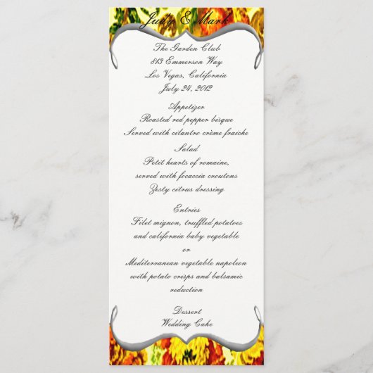 Lente Bruiloft Menu Kaart (Voorkant)