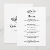 Lente bruiloft menu met elegante vlinder logo (Voorkant / Achterkant)