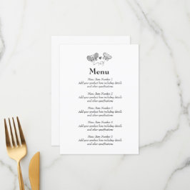 Lente bruiloft menu met elegante vlinder logo