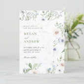 Lente bruiloft met bloemen kaart (Staand voorkant)