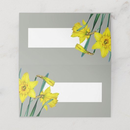 Lente bruiloft narcis waterverf grijs geel plaatskaartje (Buitenkant ongevouwen)