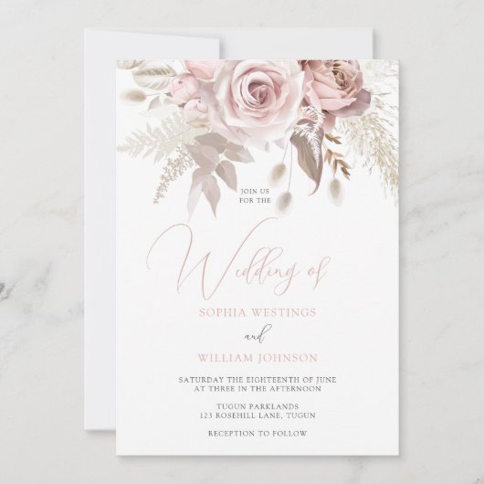 Lente bruiloft: Roos en blozen Kaart (Voorkant)