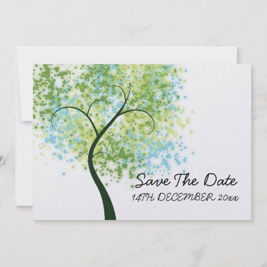 Lente Bruiloft Spiraalboom "Save The Date" Save The Date (Achterkant)