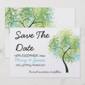 Lente Bruiloft Spiraalboom "Save The Date" Save The Date (Voorkant / Achterkant)