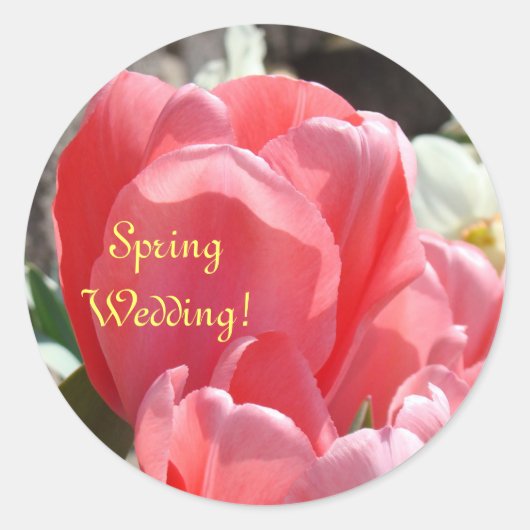 Lente bruiloft! stickers Roze tulpen Envelope zege (Voorkant)
