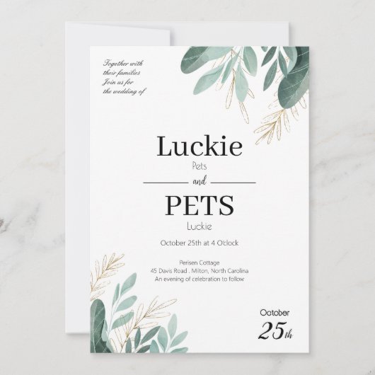 Lente bruiloft uitnodiging met blad en bloem (Voorkant)