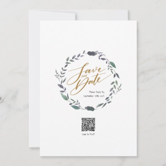 Lente bruiloft uitnodiging met blad en bloem (Achterkant)