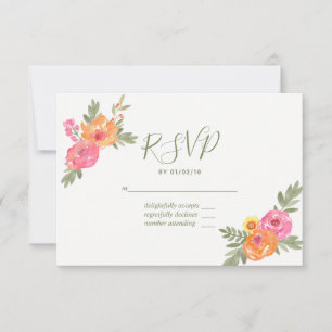 Lente bruiloft watercolor bloemen RSVP Kaartje