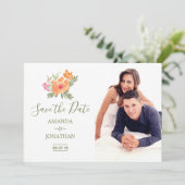 Lente bruiloft waterverf bloemen Save the Date (Staand voorkant)
