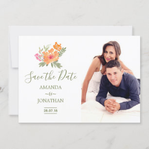 Lente bruiloft waterverf bloemen Save the Date
