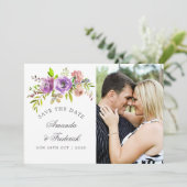 Lente bruiloft Waterverf Floral Save the Date (Staand voorkant)