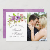 Lente bruiloft Waterverf Floral Save the Date (Voorkant / Achterkant)