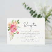 Lente Bruiloft Waterverf Pioenrozen Ontvangst Kaart (Staand voorkant)