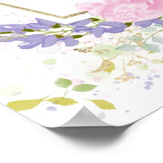 Lente bruiloft Welkomstbord Gilded Wildflower Poster (Hoek)