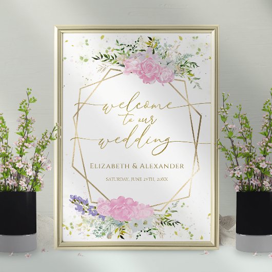 Lente bruiloft Welkomstbord Gilded Wildflower Poster