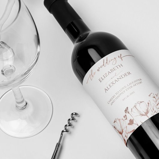 Lente bruiloft wijn label Wildflower Etiket