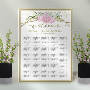 Lente Bruiloft Zitkaarten Vergulde Wildflower Poster