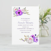 Lente bruiloftsborrel waterverf bloemige uitnodigi kaart (Staand voorkant)