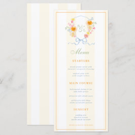 Lente Bruiloftsmenu met Gele Strepen & Bloemenkroo Menu