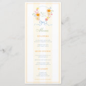 Lente Bruiloftsmenu met Gele Strepen & Bloemenkroo Menu (Voorkant)
