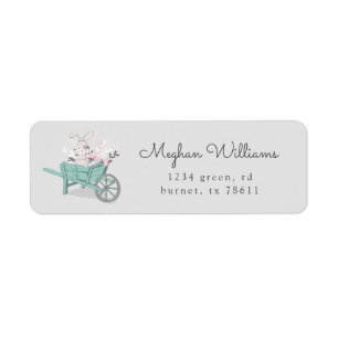 lente bunny chalk floral return address etiket