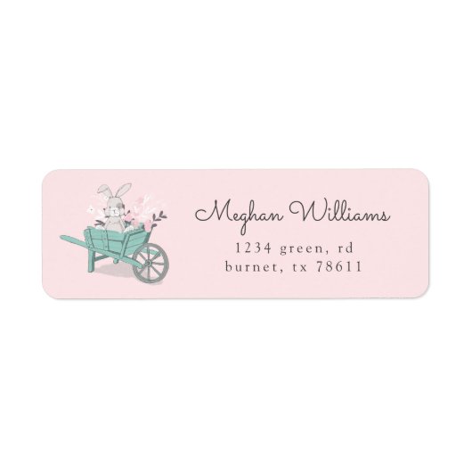 lente bunny chalk floral return address etiket (Voorkant)
