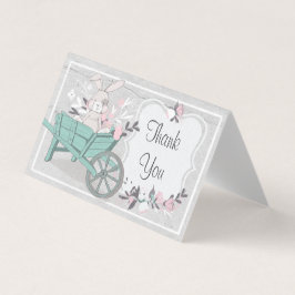 lente bunny gray blush floral folded Bedankt Kaart
