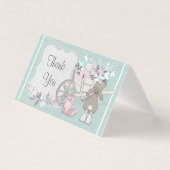 lente bunny turquoise floral folde bedankt kaart (Voorkant)