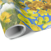Lente Butercup bloemen in de wolken Cadeaupapier (Rol Hoek)