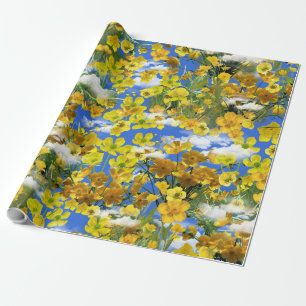 Lente Butercup bloemen in de wolken Cadeaupapier